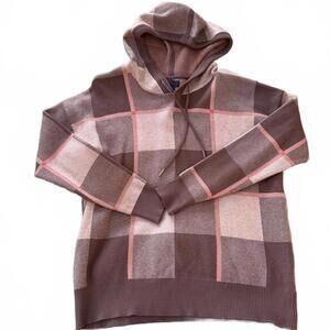 RACHEL ROY Brown Color Block Hoodie Sweater Wms SZ M Oversize Y2K CabinCore